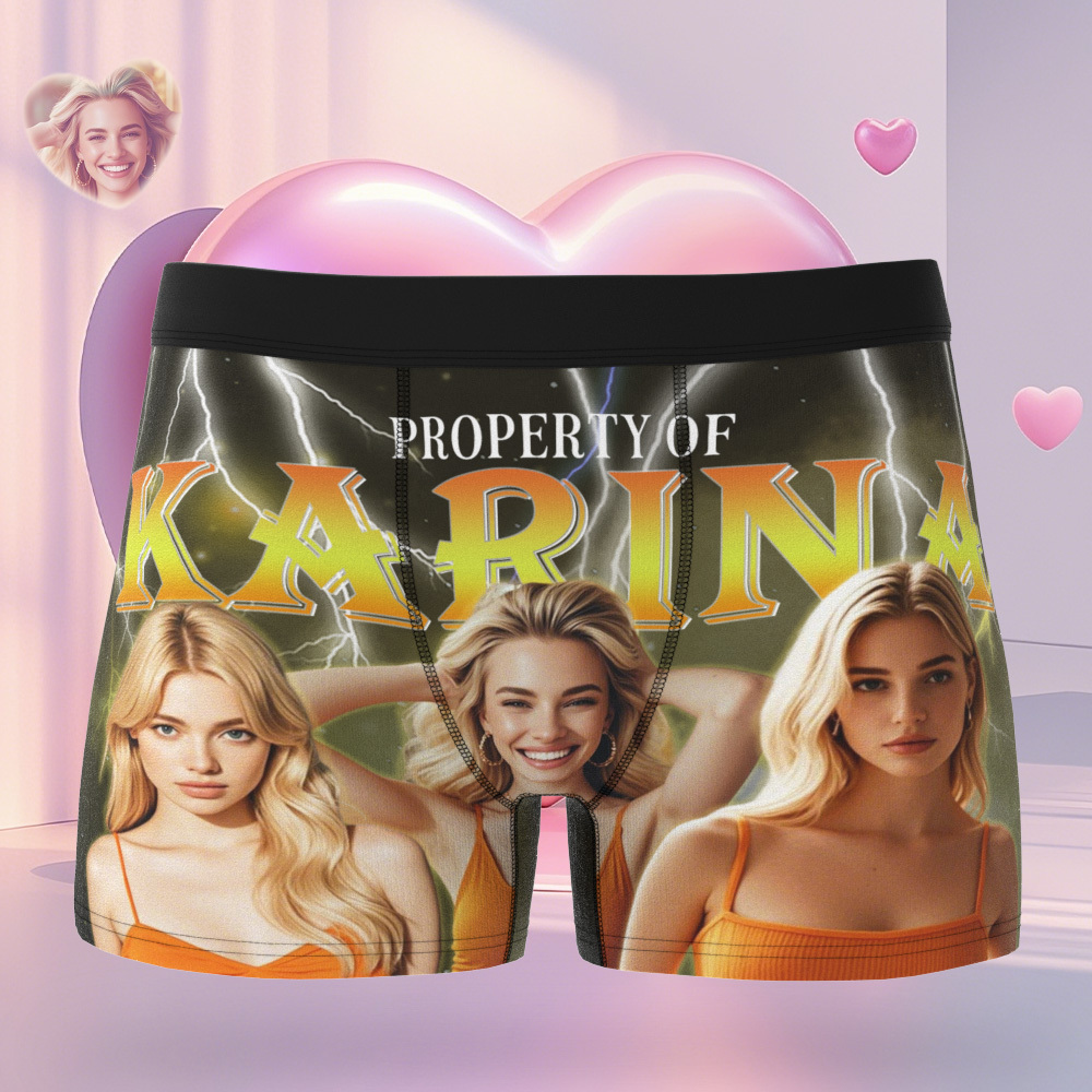 Custom Boxer with Picture Personalized Photo Underwear Custom Name on underwear Custom boxer for Boyfriend Valentine Gift for Him - soufeelmy