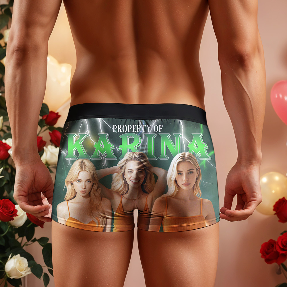 Custom Boxer with Picture Personalized Photo Underwear Custom Name on underwear Custom boxer for Boyfriend Valentine Gift for Him - soufeelmy
