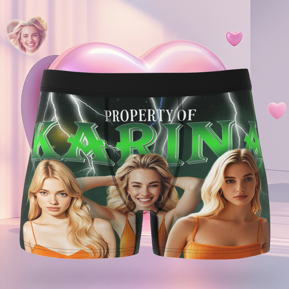 Custom Boxer with Picture Personalized Photo Underwear Custom Name on underwear Custom boxer for Boyfriend Valentine Gift for Him - soufeelmy