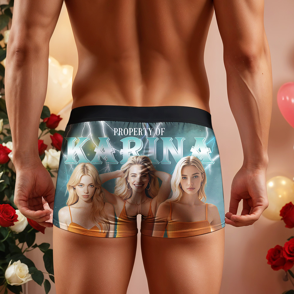 Custom Boxer with Picture Personalized Photo Underwear Custom Name on underwear Custom boxer for Boyfriend Valentine Gift for Him - soufeelmy