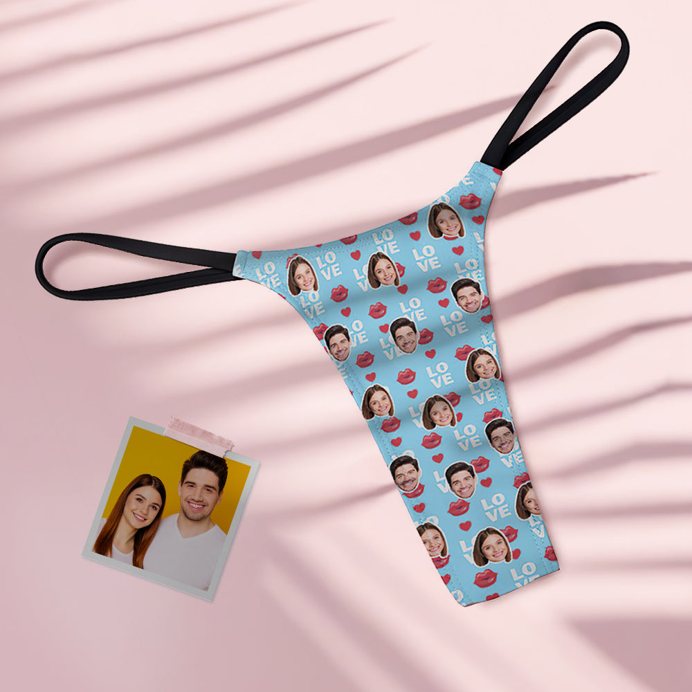 Custom Face Love Women's Tanga Thong Lip Print Valentine's Day Gift - soufeelmy