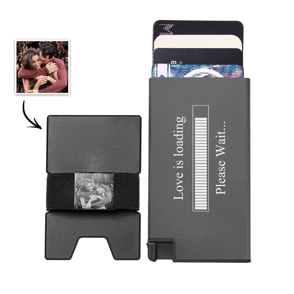 Custom Photo Automatic Ejection Card Wallet With Cash Strap Trendy Card Holder Business Accessory For Men - soufeelmy