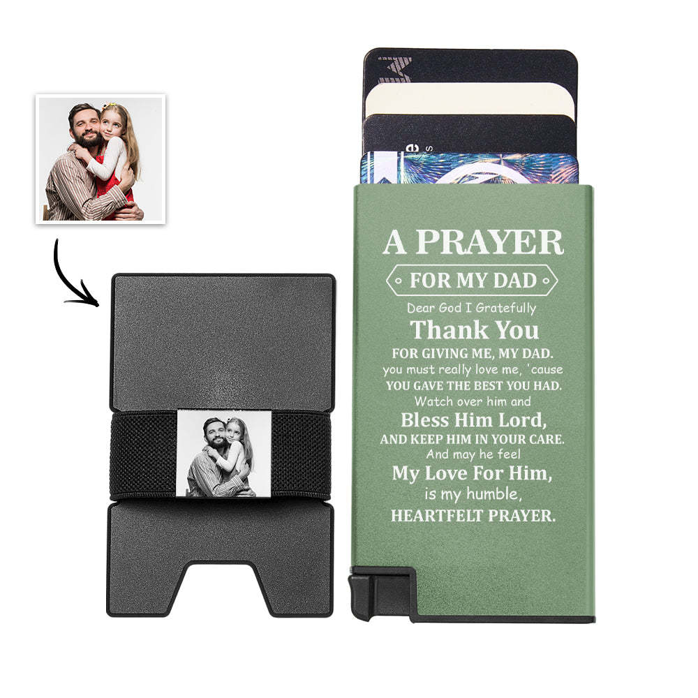 Custom Photo Automatic Ejection Card Wallet With Cash Strap Metal Card Holder Business Accessory For Dad - soufeelmy