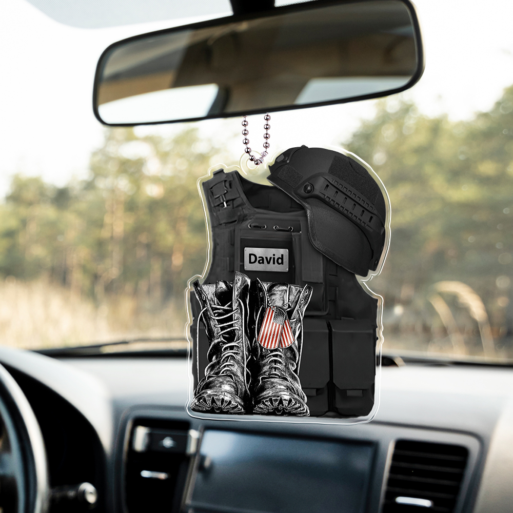 Custom Name Personalized Veteran Acrylic Military Uniforms Car Ornament Gift For Veteran - soufeelmy