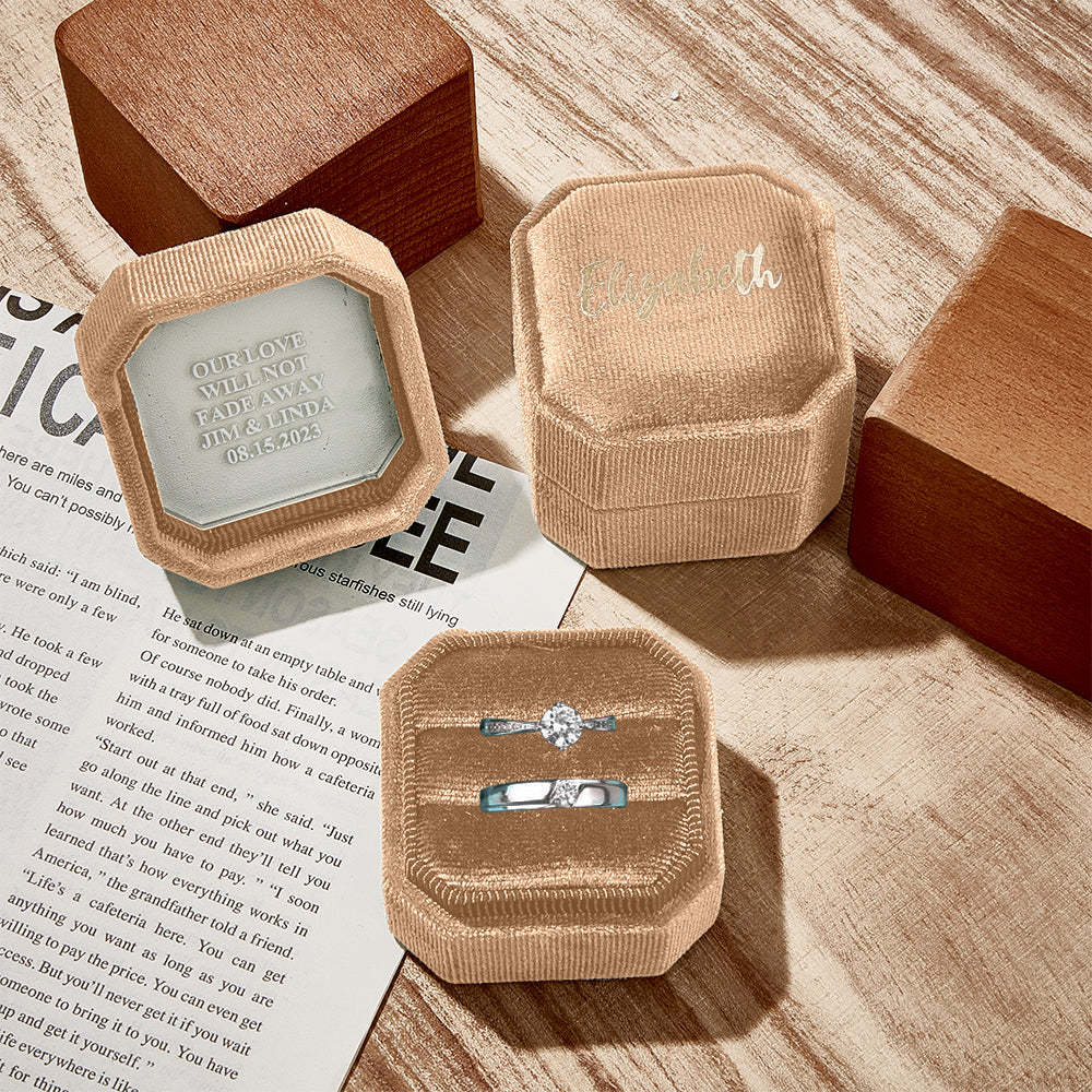 Personalized Ring Box Custom Text Square Ring Box Engagement Wedding Ring Box - soufeelmy