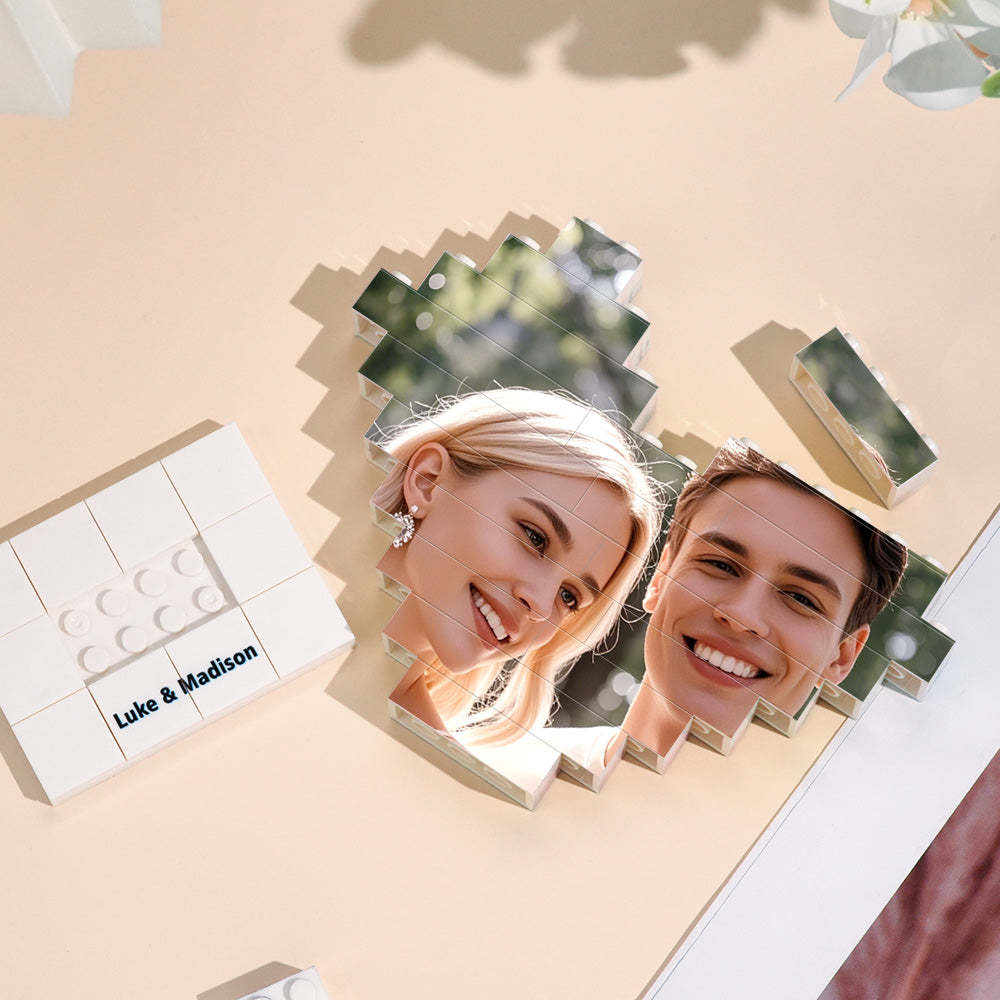 Personalized Heart Shape Photo Building Block with Stand Custom Brick Puzzle Gift for Lover - soufeelmy