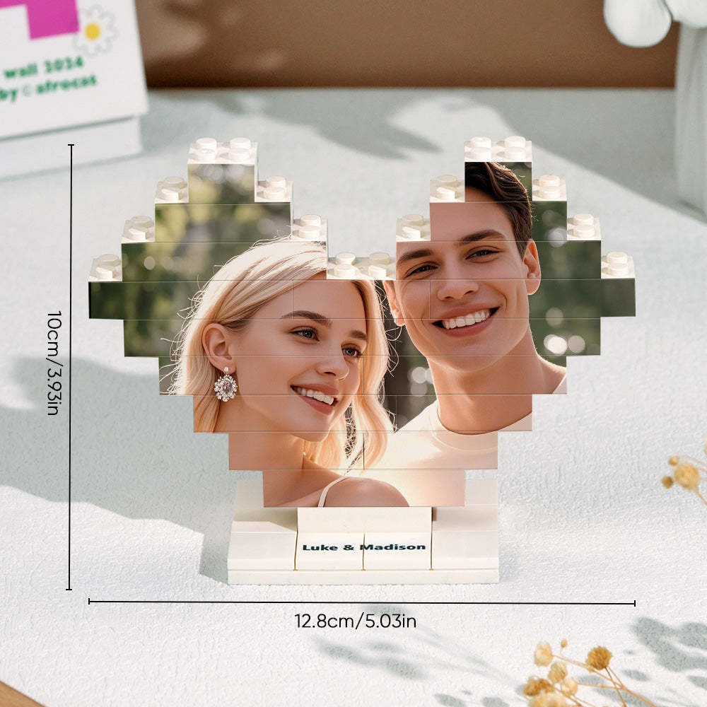 Personalized Heart Shape Photo Building Block with Stand Custom Brick Puzzle Gift for Lover - soufeelmy
