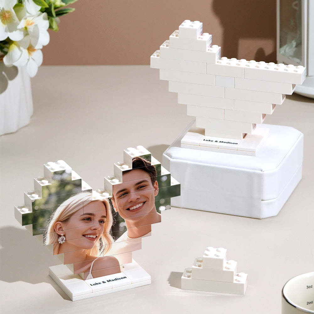 Personalized Heart Shape Photo Building Block with Stand Custom Brick Puzzle Gift for Lover - soufeelmy