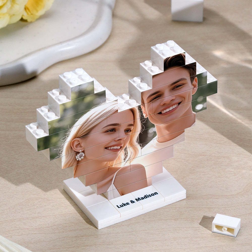 Personalized Heart Shape Photo Building Block with Stand Custom Brick Puzzle Gift for Lover - soufeelmy