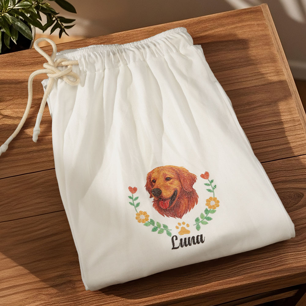 Custom Embroidered Style Pet Avatar Pants, Gifts Ideas For Pet Lovers, Custom Dog Pants, Personalized Pet Portrait Pants - soufeelmy