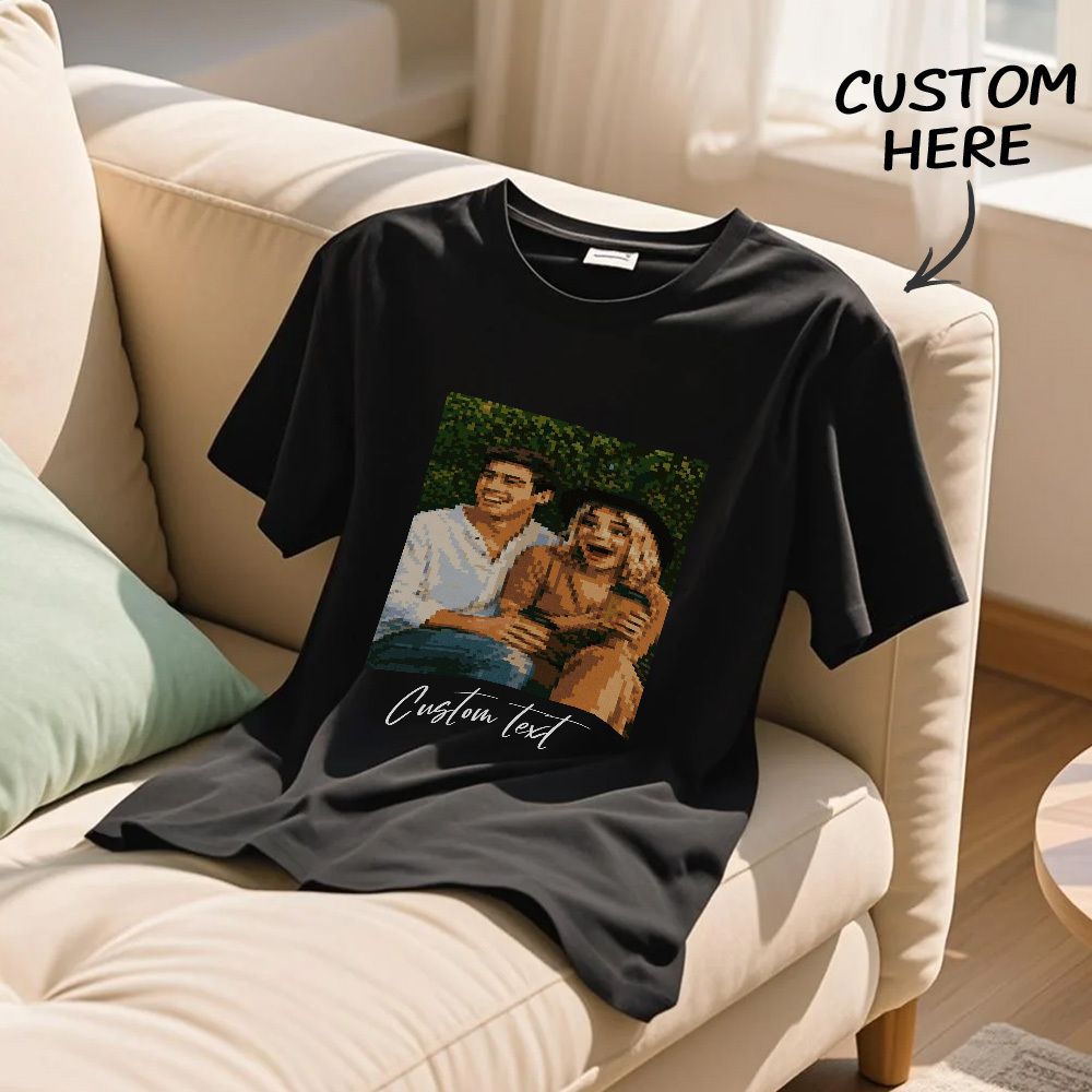 Custom Cartoon Style Photo T-Shirt Personalized Anime Portrait Tshirt with Custom Text Gift for Mom - soufeelmy