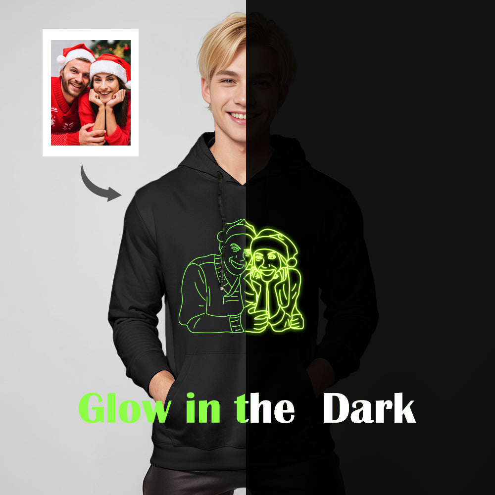 Custom Photo Glow In The Dark Multicolour Hoodie Personalized Luminous Unisex Hoodie Creative Gift - soufeelmy