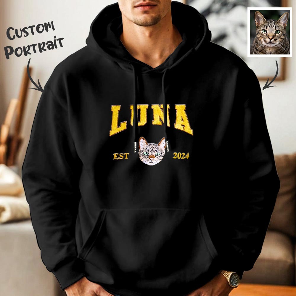 Custom Embroidered Sweatshirt Pet Portrait Sweatshirt Photo Hoodie Gifts for Pet Lovers - soufeelmy