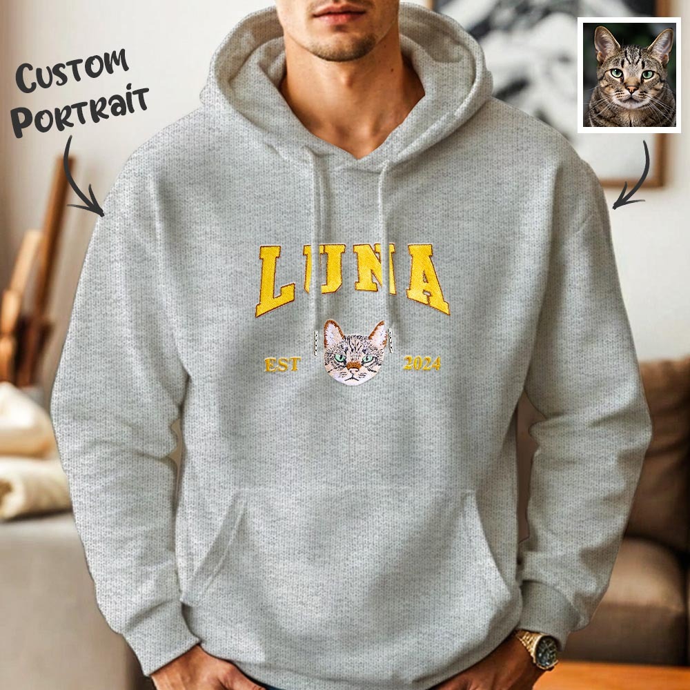 Custom Embroidered Sweatshirt Pet Portrait Sweatshirt Photo Hoodie Gifts for Pet Lovers - soufeelmy