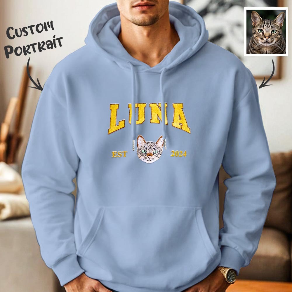 Custom Embroidered Sweatshirt Pet Portrait Sweatshirt Photo Hoodie Gifts for Pet Lovers - soufeelmy