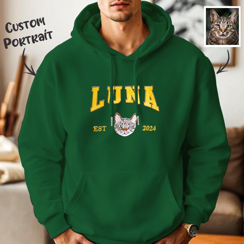 Custom Embroidered Sweatshirt Pet Portrait Sweatshirt Photo Hoodie Gifts for Pet Lovers - soufeelmy