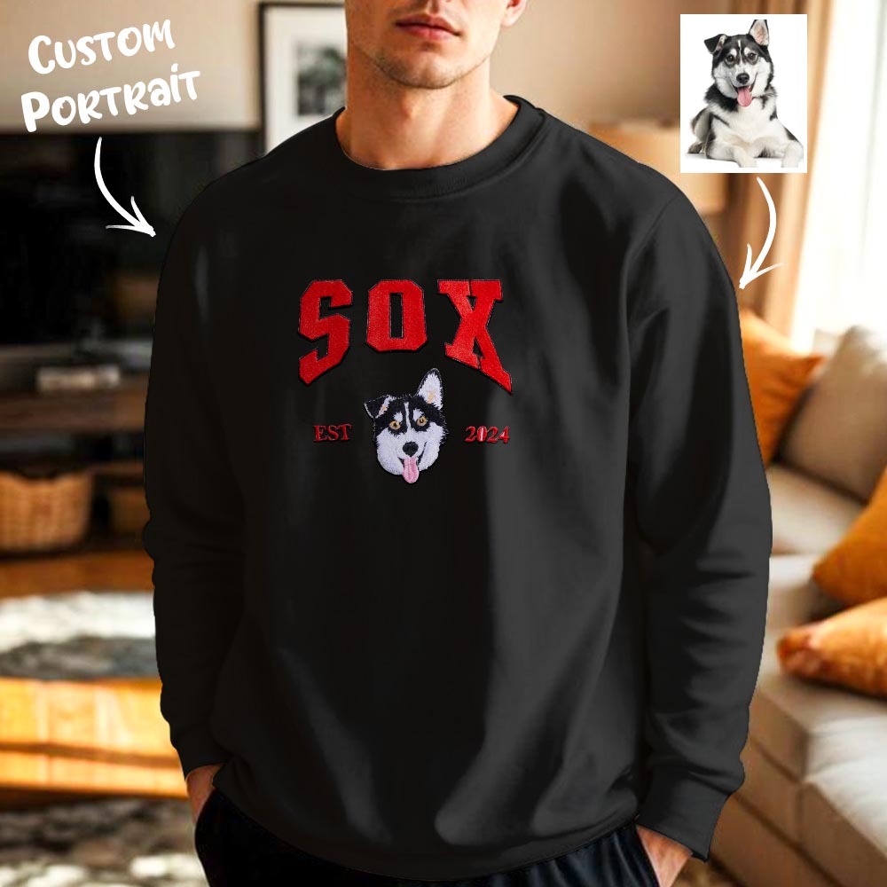 Custom Embroidered Sweatshirt Pet Portrait Sweatshirt Photo Hoodie Gifts for Pet Lovers - soufeelmy