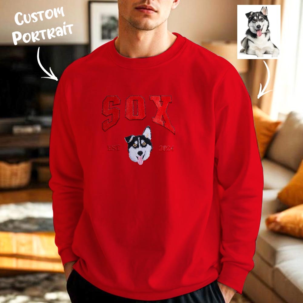 Custom Embroidered Sweatshirt Pet Portrait Sweatshirt Photo Hoodie Gifts for Pet Lovers - soufeelmy