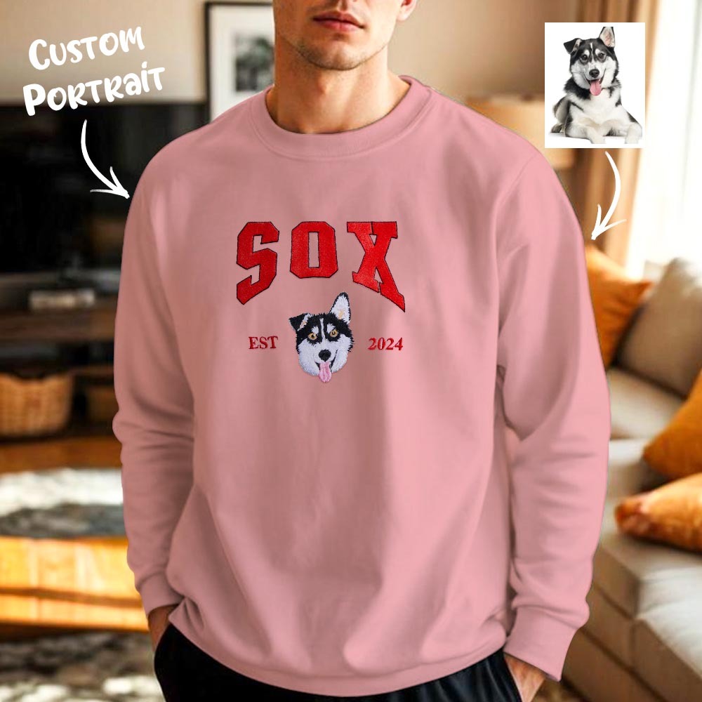 Custom Embroidered Sweatshirt Pet Portrait Sweatshirt Photo Hoodie Gifts for Pet Lovers - soufeelmy