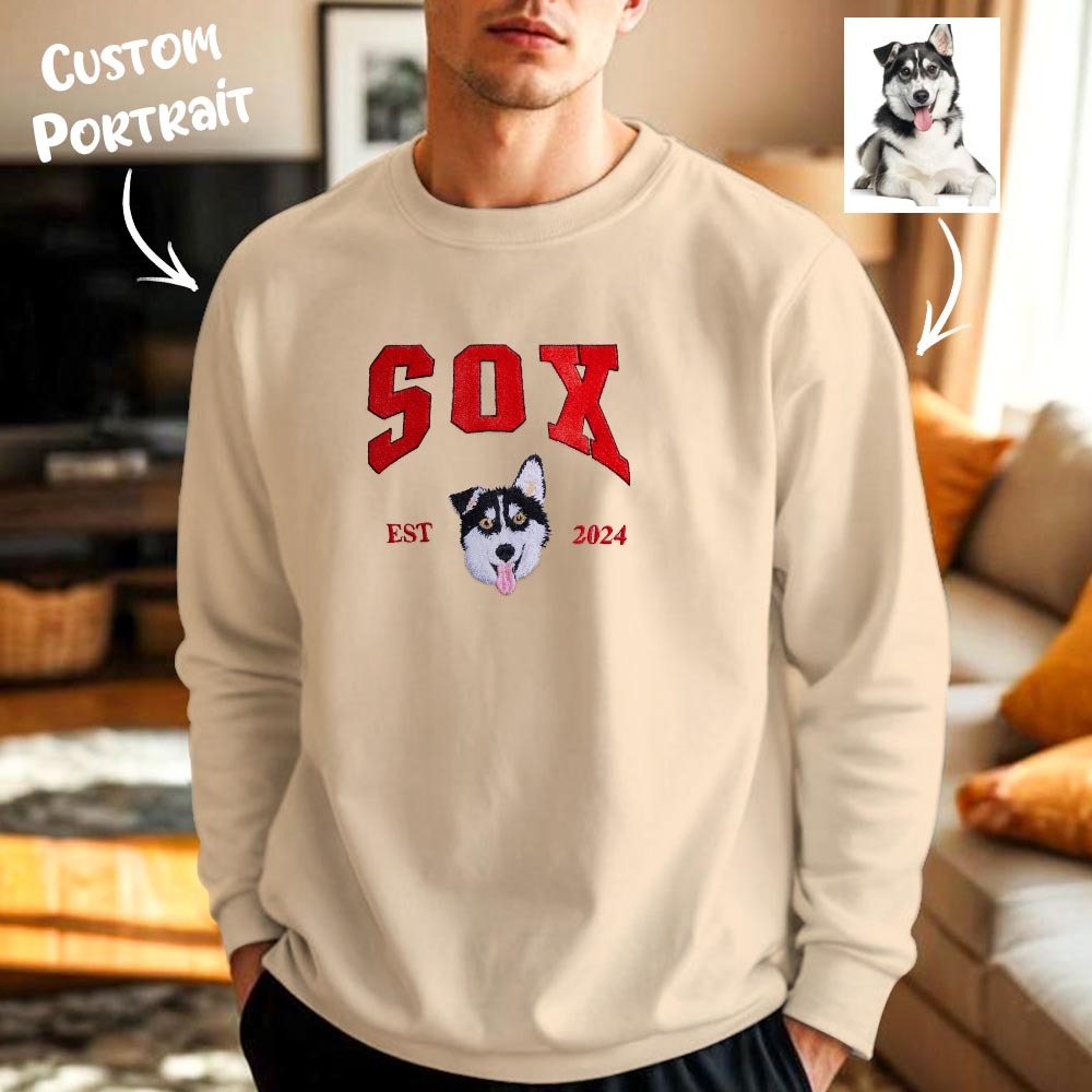 Custom Embroidered Sweatshirt Pet Portrait Sweatshirt Photo Hoodie Gifts for Pet Lovers - soufeelmy