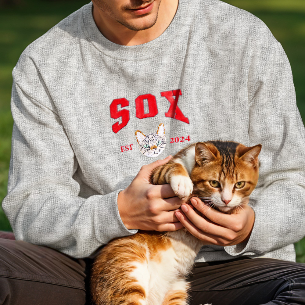 Custom Embroidered Sweatshirt Pet Portrait Sweatshirt Photo Hoodie Gifts for Pet Lovers - soufeelmy