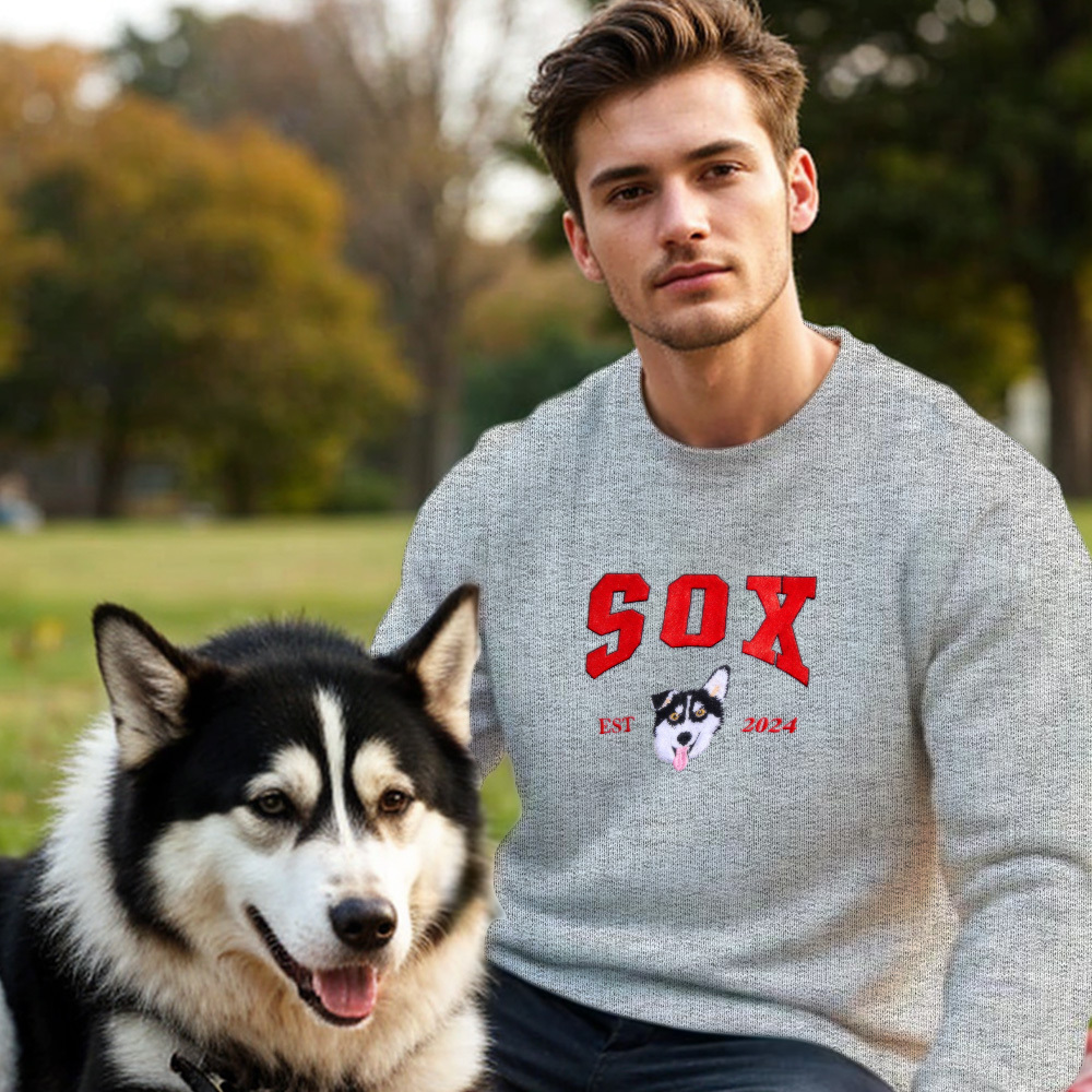 Custom Embroidered Sweatshirt Pet Portrait Sweatshirt Photo Hoodie Gif