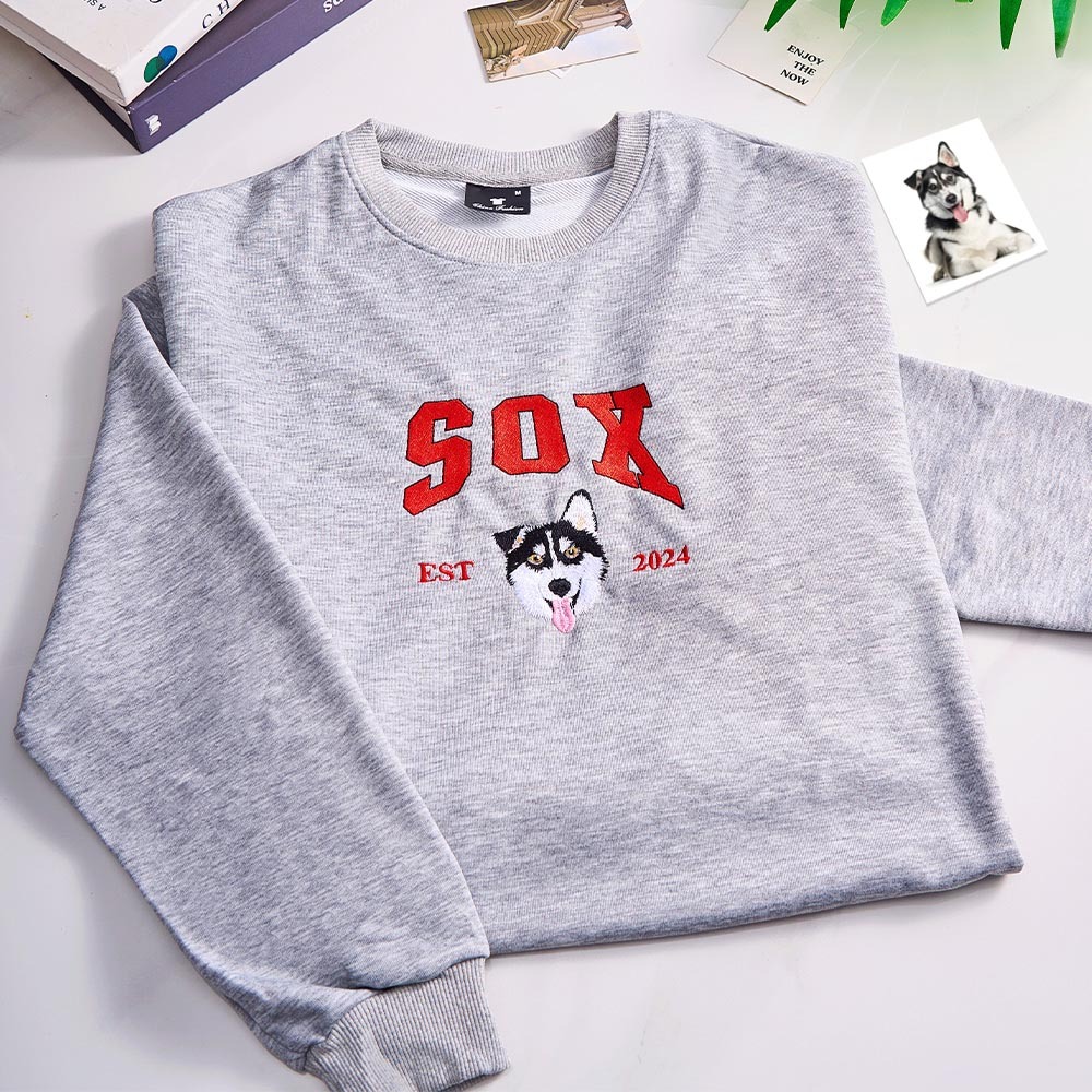 Custom Embroidered Sweatshirt Pet Portrait Sweatshirt Photo Hoodie Gifts for Pet Lovers - soufeelmy