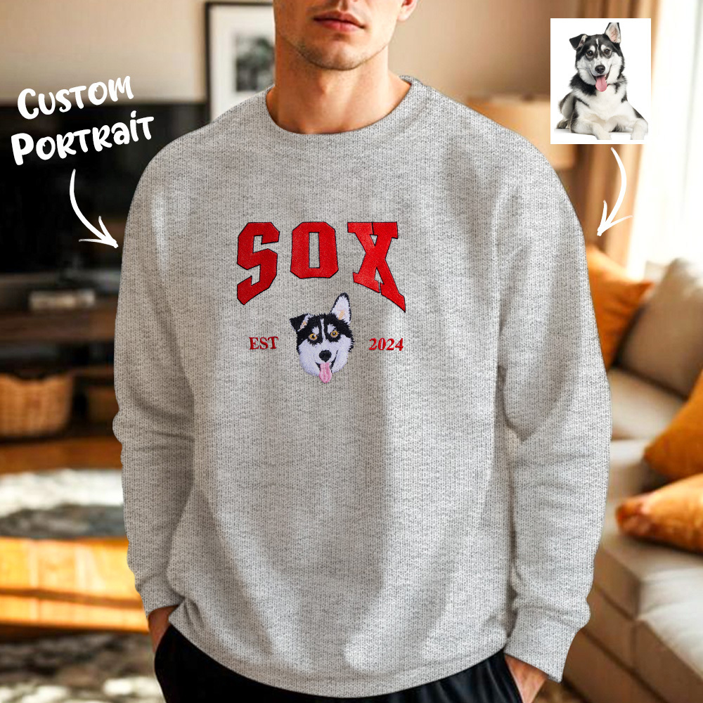 Custom Embroidered Sweatshirt Pet Portrait Sweatshirt Photo Hoodie Gifts for Pet Lovers - soufeelmy