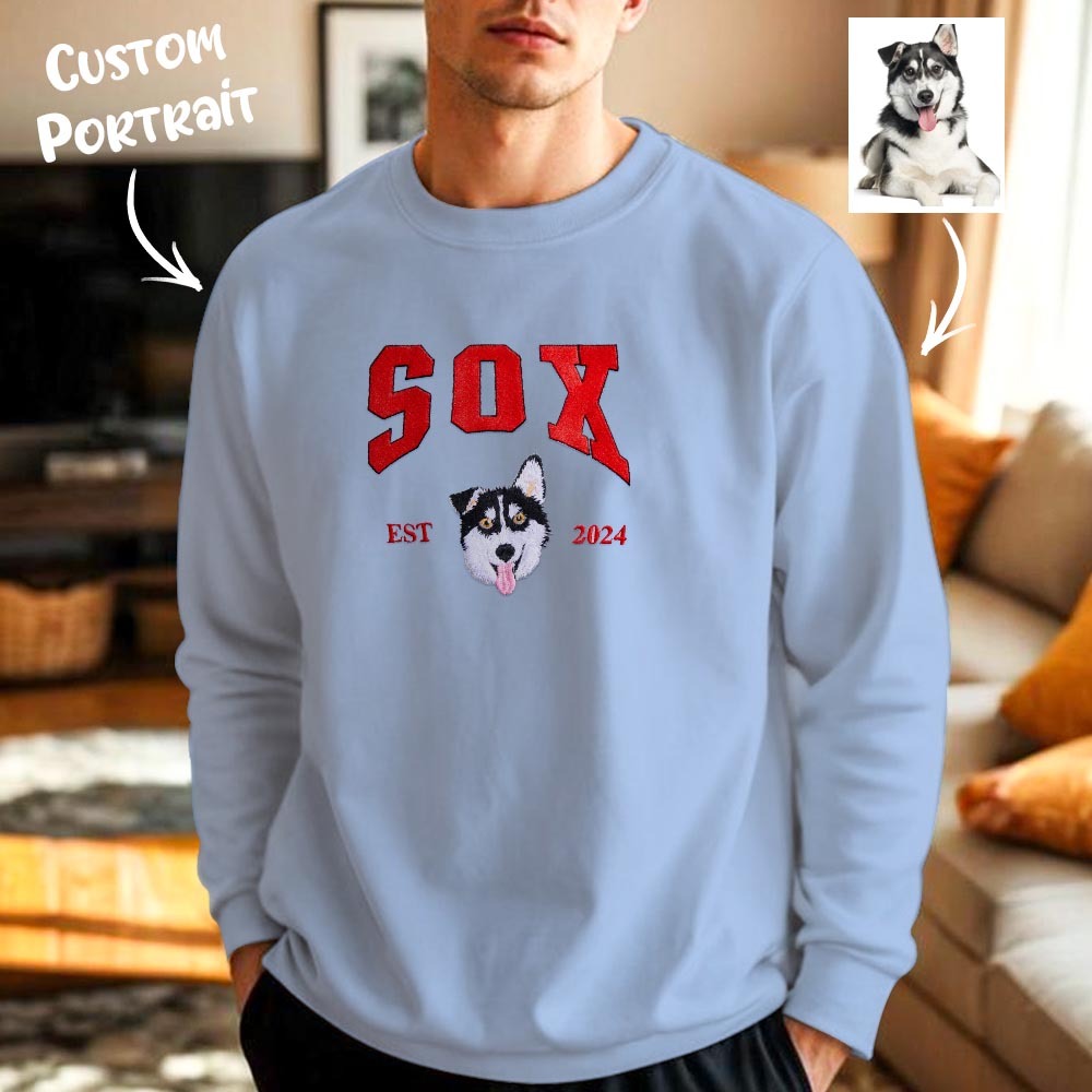 Custom Embroidered Sweatshirt Pet Portrait Sweatshirt Photo Hoodie Gifts for Pet Lovers - soufeelmy