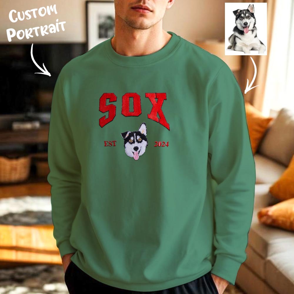 Custom Embroidered Sweatshirt Pet Portrait Sweatshirt Photo Hoodie Gifts for Pet Lovers - soufeelmy