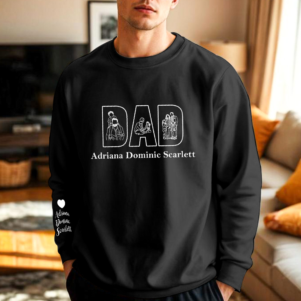 Custom Photo Embroidery Sweatshirt Custom Line Painting Sweatshirt Unique Gift For Dad Father's Day Gift - soufeelmy