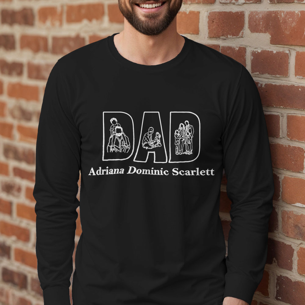 Custom Photo Sweatshirt Hand Drawn Lines Unique Gift For Dad Father's Day Gift - soufeelmy
