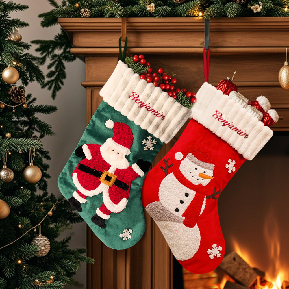 Personalized Christmas Stocking with Name Embroidery Christmas Stockings Gift for Family - soufeelmy
