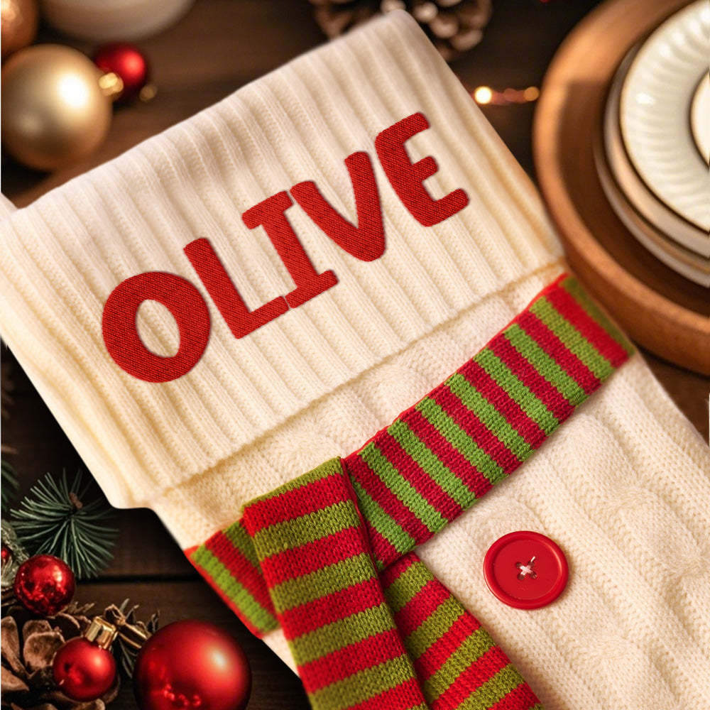 Personalized Christmas Scarve Stocking with Name Embroidery Christmas Stockings Gift for Family - soufeelmy