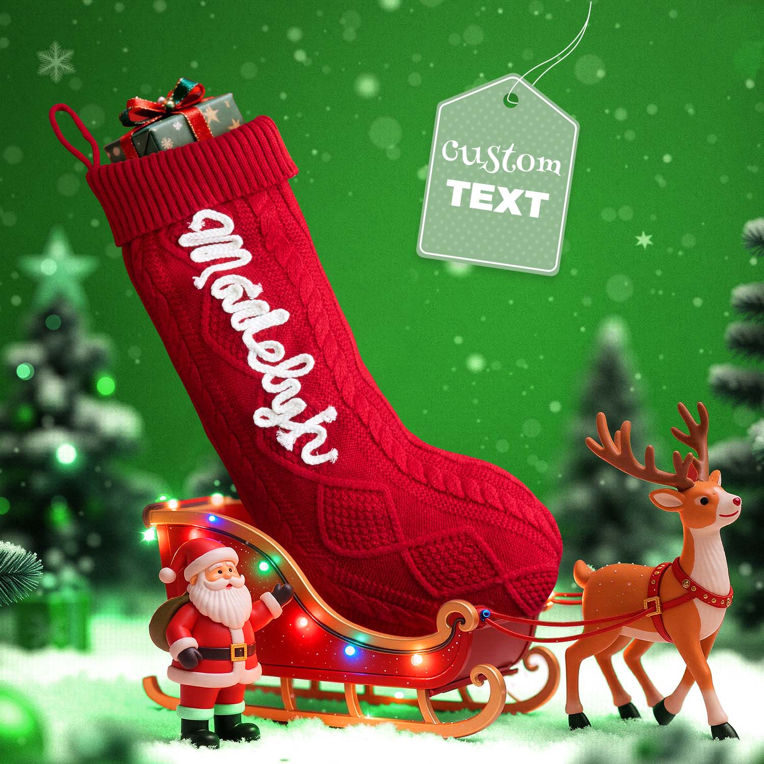 Custom Christmas Stockings Knitted Christmas Stockings with Name Christmas Family Stockings Holiday Stockings Holiday Decor - soufeelmy