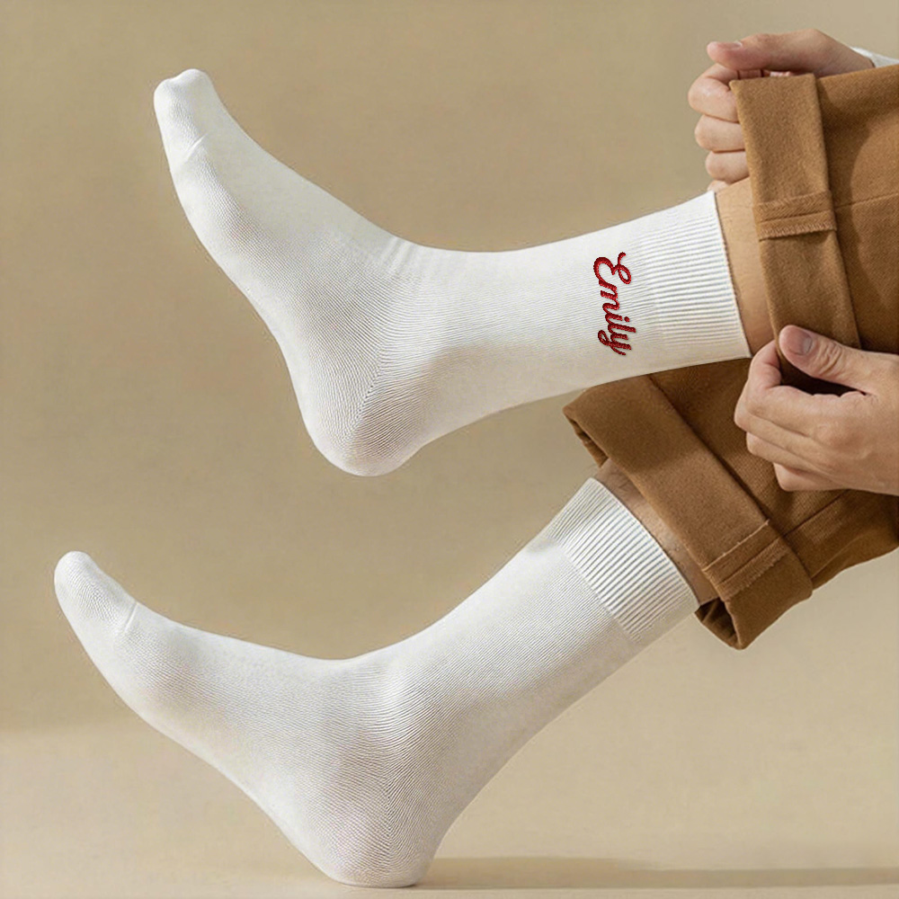 Custom Name Embroidered Socks Unisex Cotton Socks with Personalized Text Bachelorette Party Gift - soufeelmy