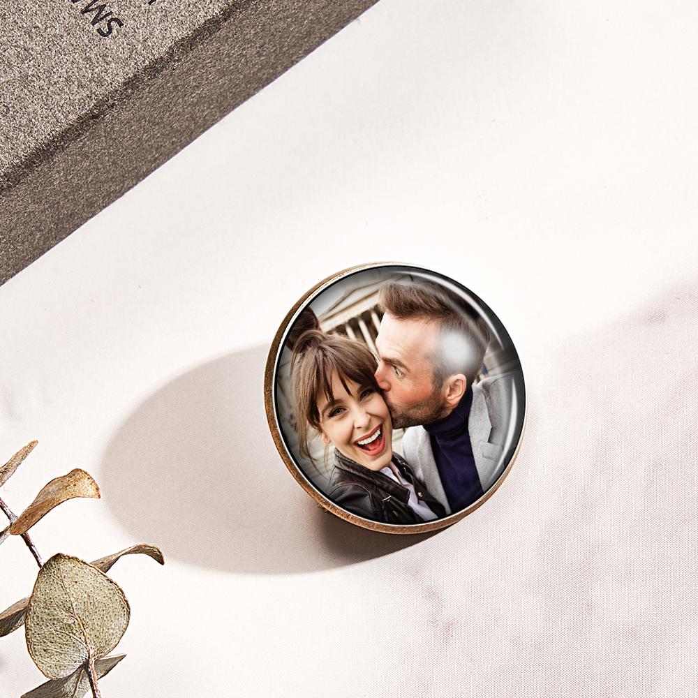 Custom Photo Lapel Pin Vintage Circle Brooch Gift For Man - soufeelmy