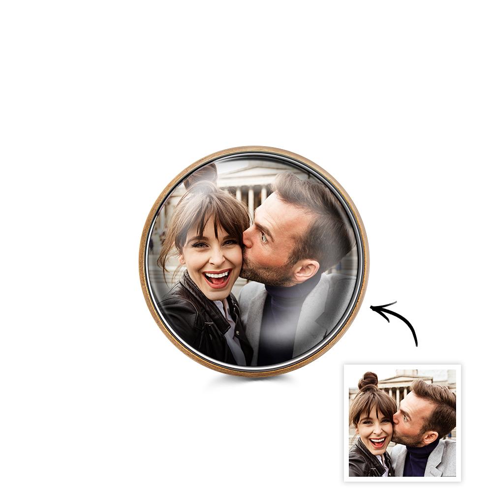 Custom Photo Lapel Pin Vintage Circle Brooch Gift For Man - soufeelmy