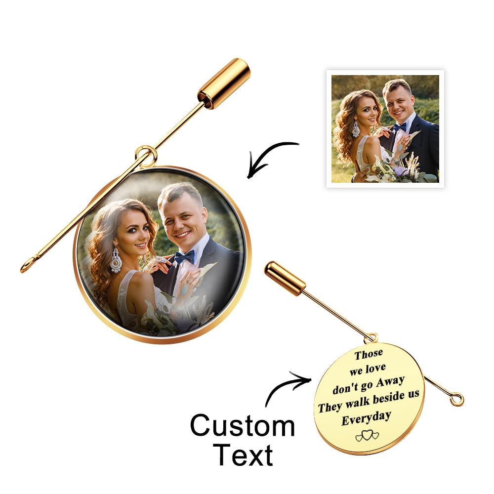 Custom Photo Lapel Pin With Text Retro Brooch Gift For Man - soufeelmy