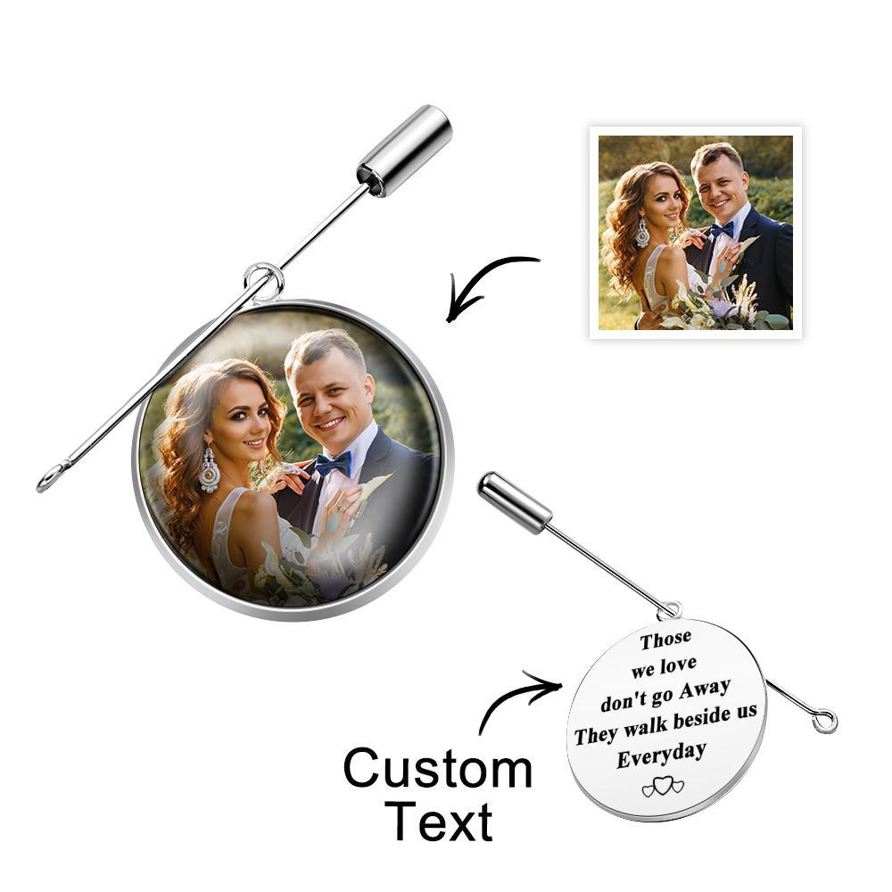 Custom Photo Lapel Pin With Text Retro Brooch Gift For Man - soufeelmy
