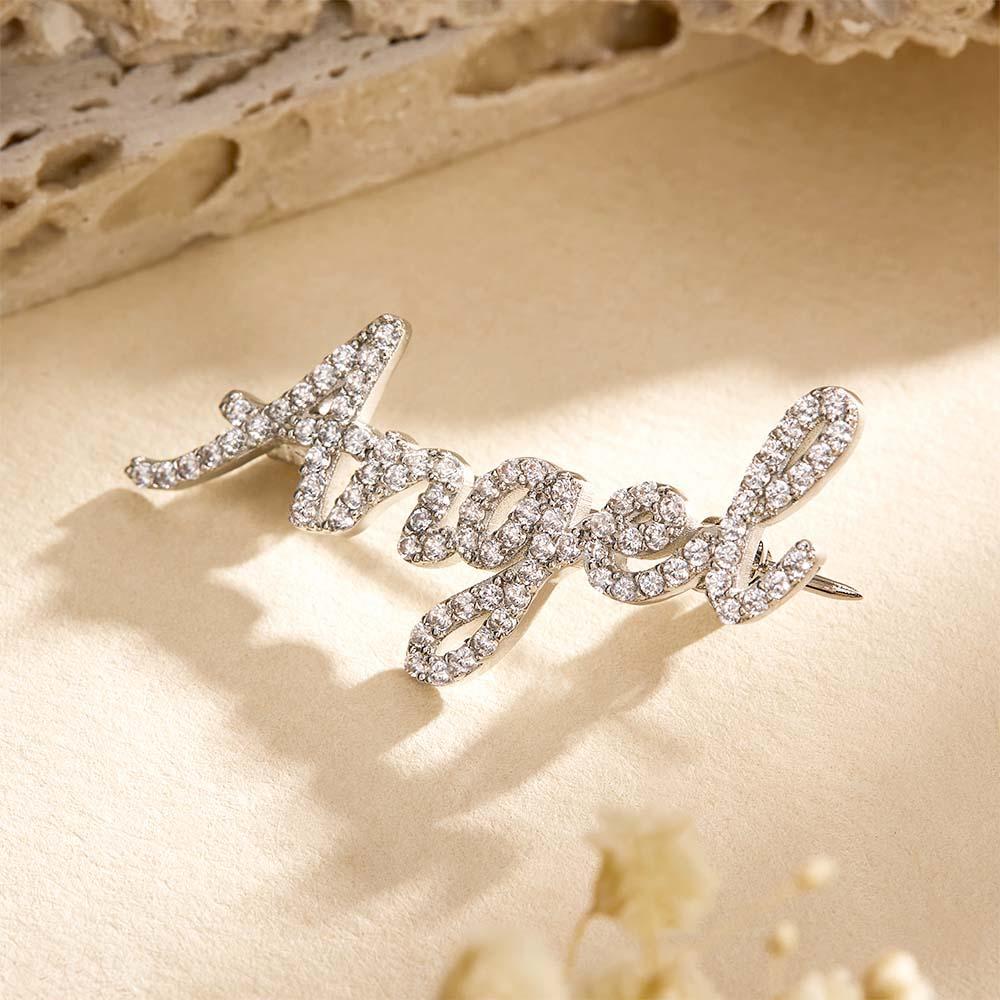 Custom Name Diamond Lapel Pin Fashion Exquisite Brooch Gift For Woman - soufeelmy