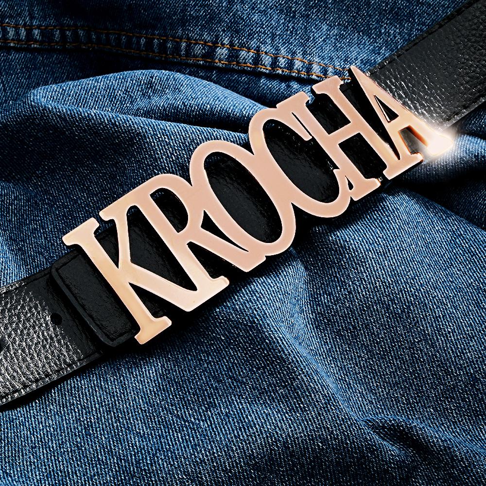 Custom Name Belt Buckle with Free Belt Personalized Letter Belt Gift For Him - soufeelmy