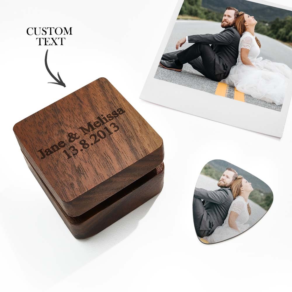 Personalized Engraved Text Guitar Box Holder Custom Name Guitar Picks Set Music Art Gift - soufeelmy