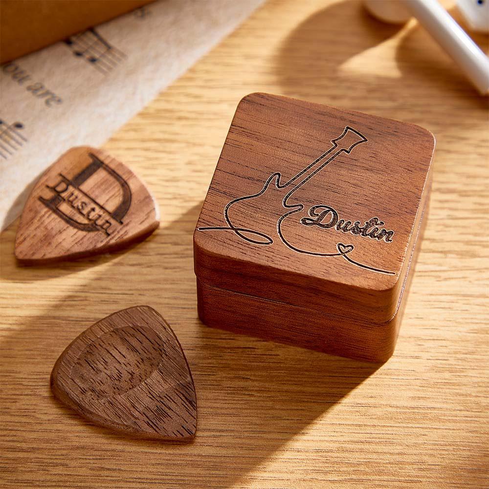 Custom Engraved Guitar Picks with Case Personalized Plectrum Box Gift For Guitar Player - soufeelmy