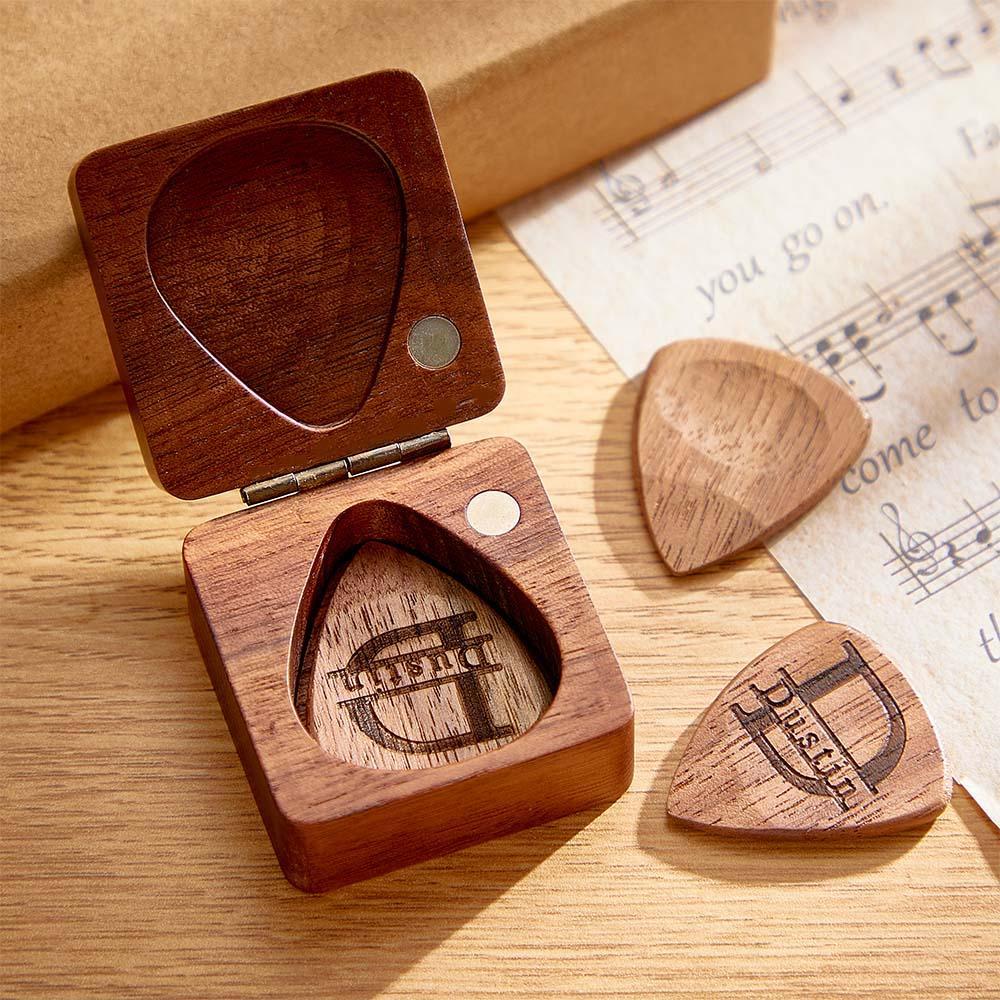 Custom Engraved Guitar Picks with Case Personalized Plectrum Box Gift For Guitar Player - soufeelmy