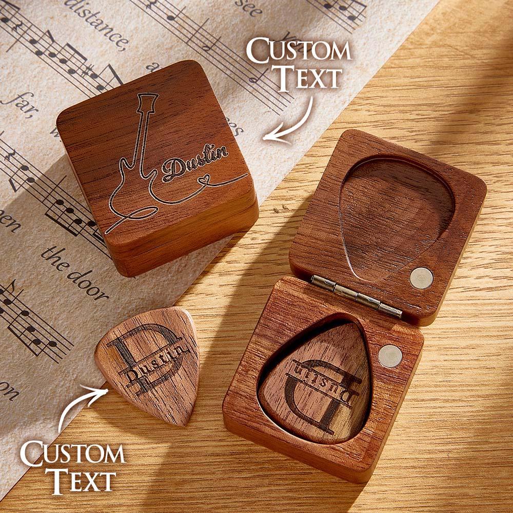 Custom Engraved Guitar Picks with Case Personalized Plectrum Box Gift For Guitar Player - soufeelmy