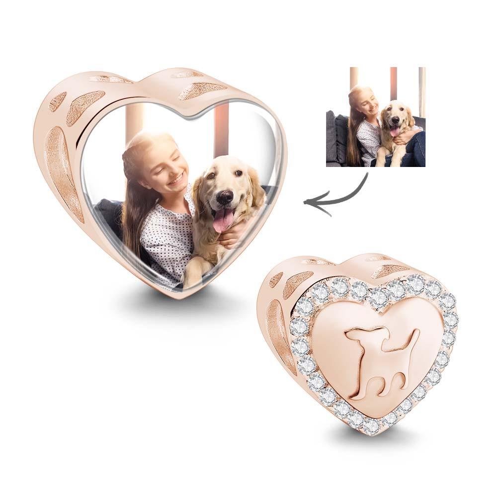 Custom Photo Heart Charm Zircon Decor Pet Dog Design Gifts For Pet Lovers - soufeelmy