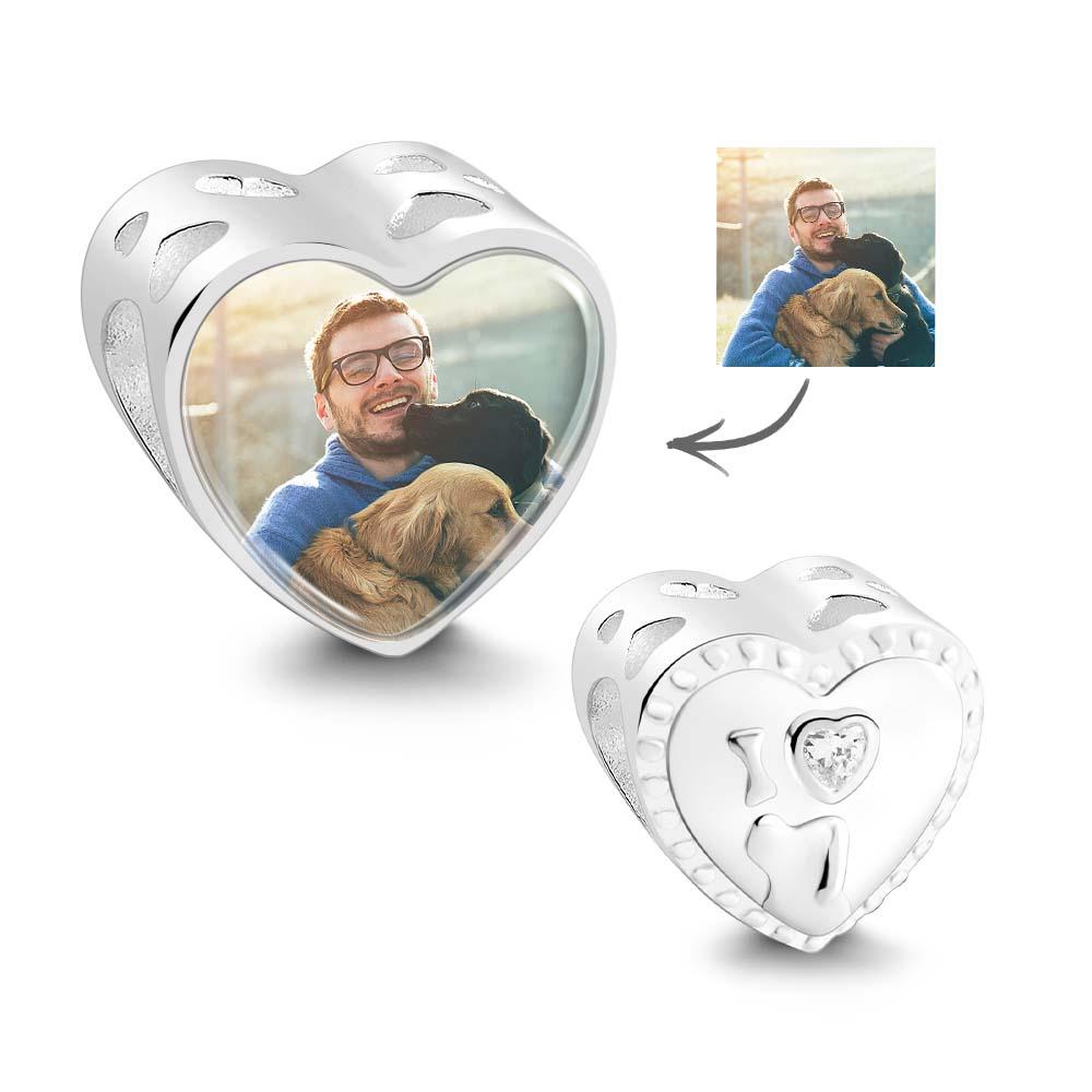 Heart Photo Charm With White Zircon I Love Pet Dog Theme Gifts For Pet Lovers - soufeelmy