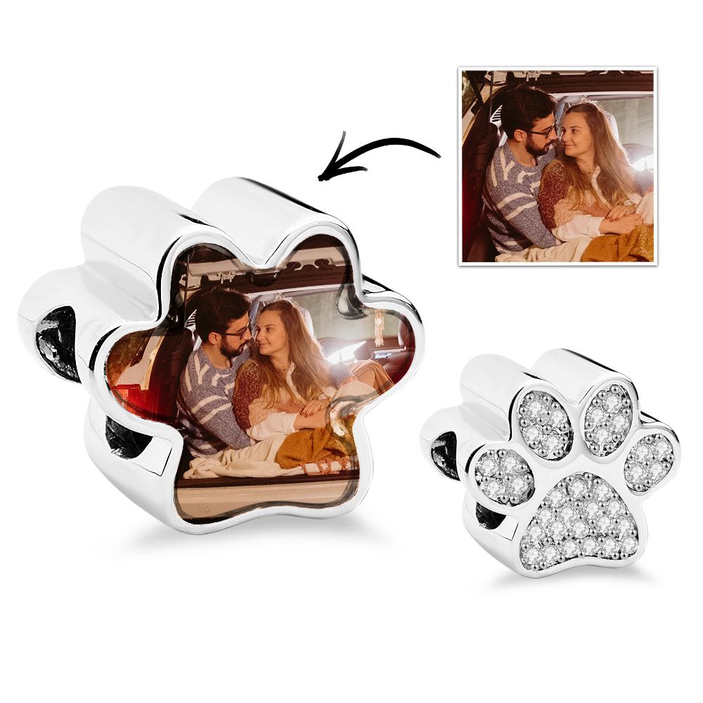 Photo Charm Diamond Paw Print Charm - soufeelmy
