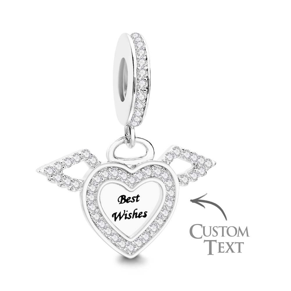 Engraved Charm Heart Shaped Wing Charms Jewelry Gift for Women Girls - soufeelmy